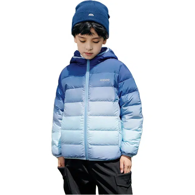 左西 亲肤舒适连帽羽绒服 蓝色 青少年