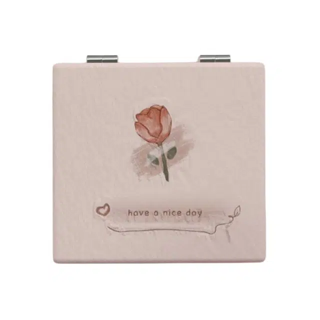 计轩 翻盖式折叠小镜子 便携式玫瑰花迷你