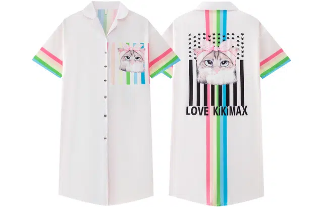 宫蝶 冰丝短袖卡通休闲可爱开衫睡裙 女款