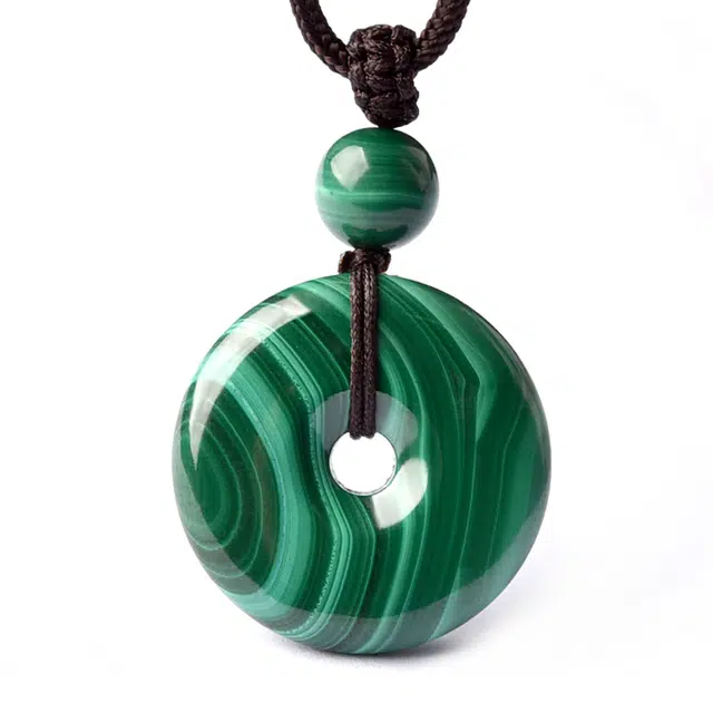 【匠心手作 条理分明】 灵菲 招财转运增加安全感转运珠平安扣 小众百搭异域风情高级感锁骨链#好运天然 孔雀石 吊坠 男女同款情侣款