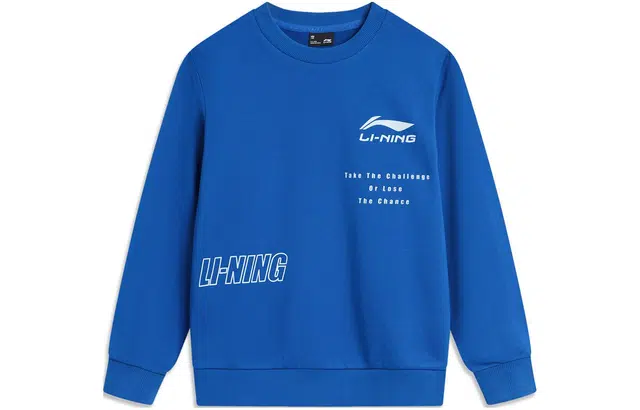 李宁儿童 运动生活系列 字母印花圆领长袖套头卫衣 儿童款 矿蓝色