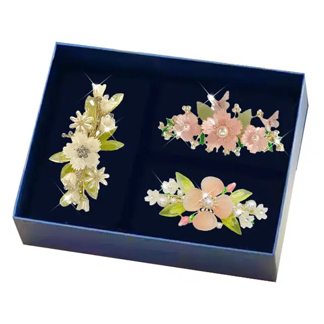 妖娆猫 小清新花朵弹簧后脑勺半扎发高端夏季网红爆款高级感套装 合金 发夹 女款