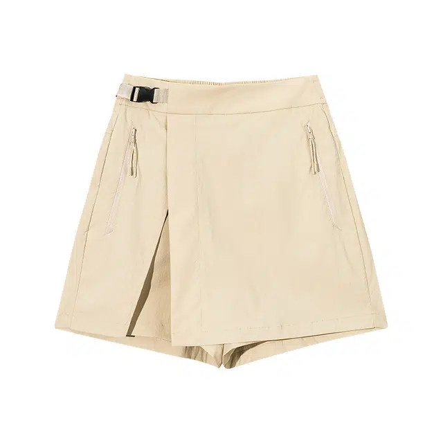 超级安踏 综训系列 纯色中腰柔软透气百搭休闲短裙 女款 沙漠卡其