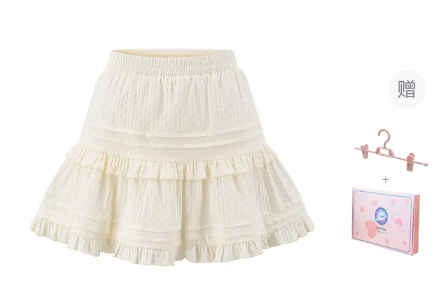 东鲸岁时记 蛋糕小个子半身裙休闲短裙 女款 礼盒装 白色浪漫桃心花边裙
