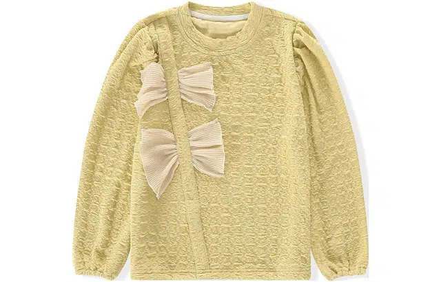 梦特娇 童装 珍珠纱蝴蝶结压皱休闲卫衣 女童