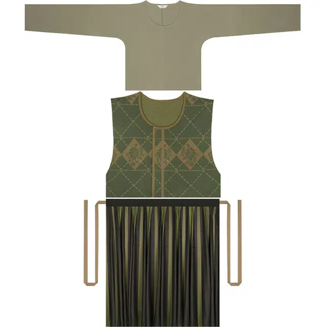 织造司 暮晚归 改良唐褙子圆领衫条纹拼接印花交窬裙原创唐制汉服 女款