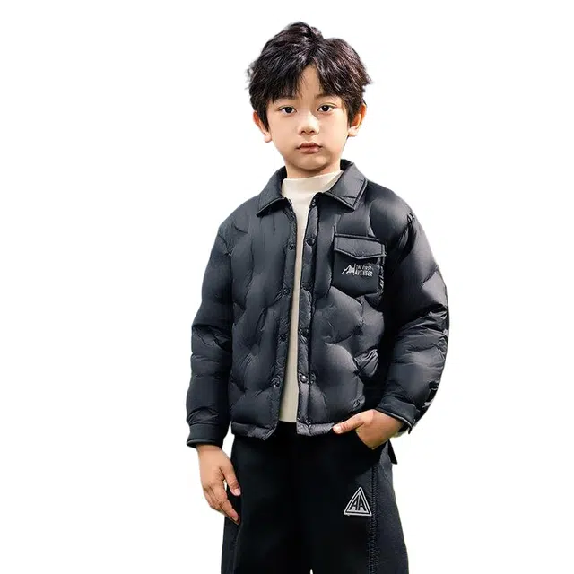 雅鹿 品牌纯色衬衫领轻薄羽绒服青少年