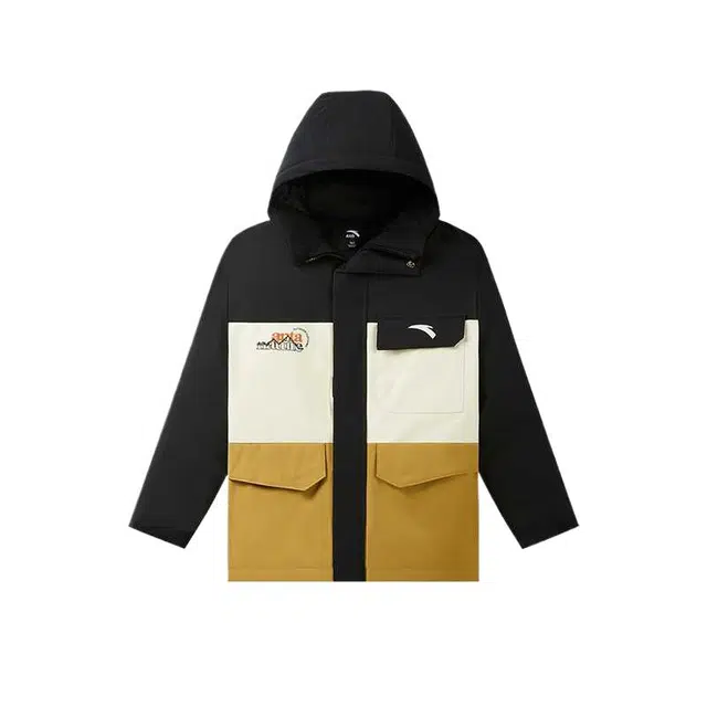 安踏儿童羽绒服 连帽时尚洋气长袖简约 梦幻黑/浮尘灰 青少年