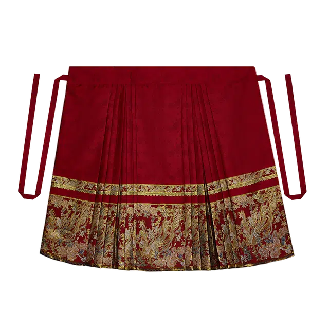 织造司 缔结 敬酒服订亲服改良飞机袖马面裙日常穿搭原创明制汉服 女款 红色