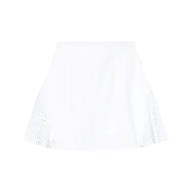 超级安踏 网球系列 纯色侧边百褶高腰针织休闲短裙 女款 雪花白