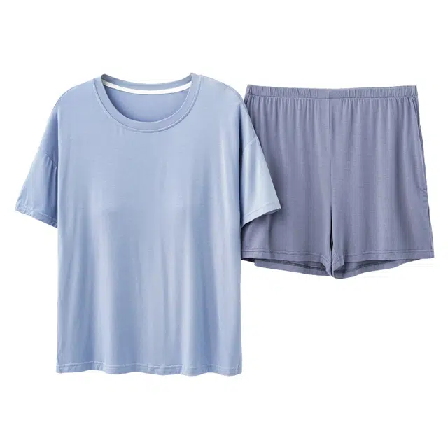 好福份 舒适带胸垫短袖纯色休闲可外穿家居服睡衣套装 女款