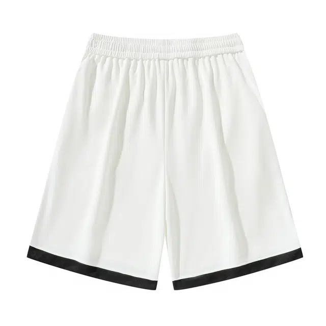 中国航天 基础款简约纯色宽松系带跑步篮球运动直筒百搭舒适透气五分针织休闲短裤 男女同款