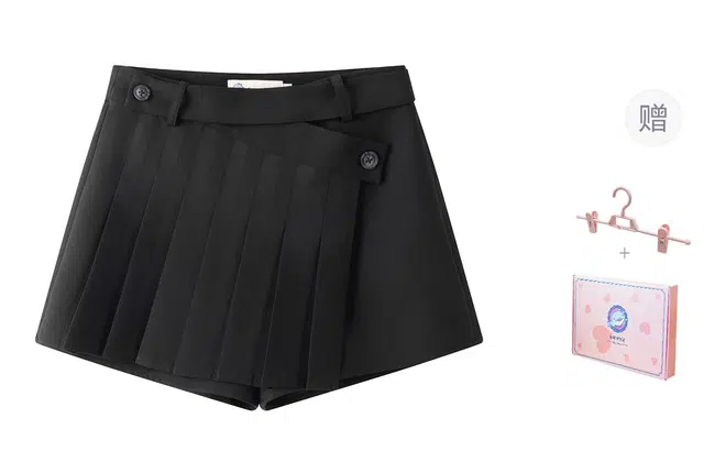 东鲸岁时记 纯色高腰文艺风休闲短裙 女款 黑色