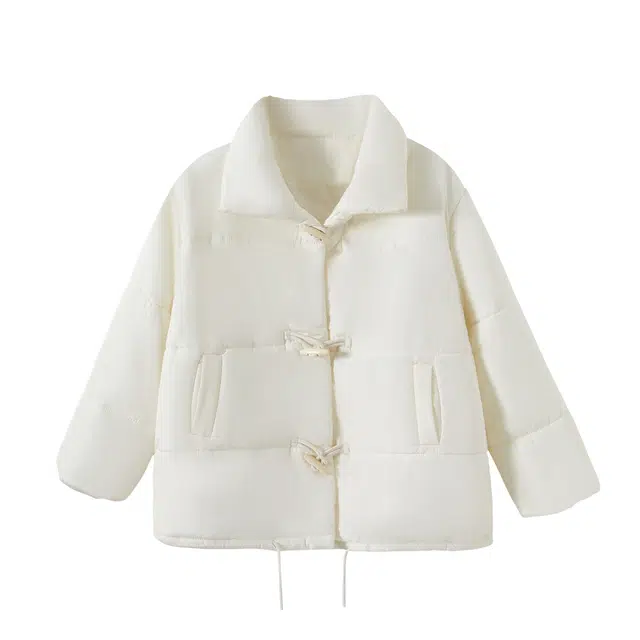 花山家的猫 纯色加厚短款牛角扣棉服高腰百褶短裙制服 女款