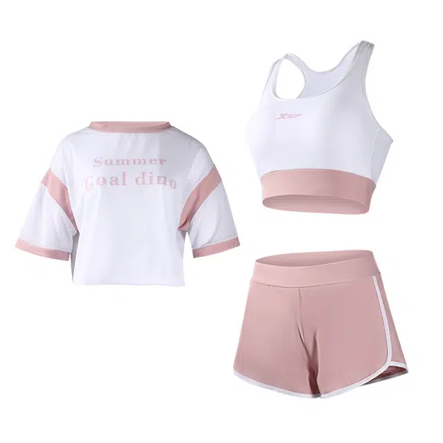 特步 长袖罩衫泳衣三件套速干分体泳衣 女款 白色