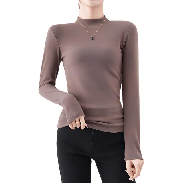 都市丽人 半高领长袖打底衫气质内搭显瘦百搭保暖上装 女款