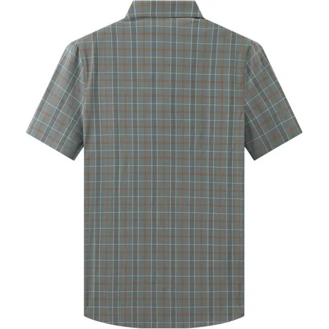 爱登堡 商务休闲通勤日常舒适百搭格子翻领短袖衬衫 男款