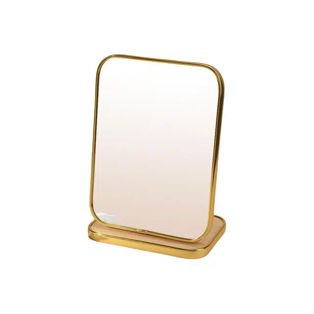 计轩 简约台式大号可旋转家用木质桌面折叠镜子