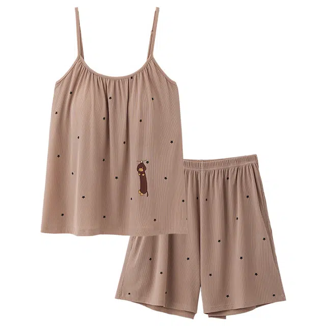 好福份 卡通满印可爱简约休闲可外穿家居服睡衣套装 女款