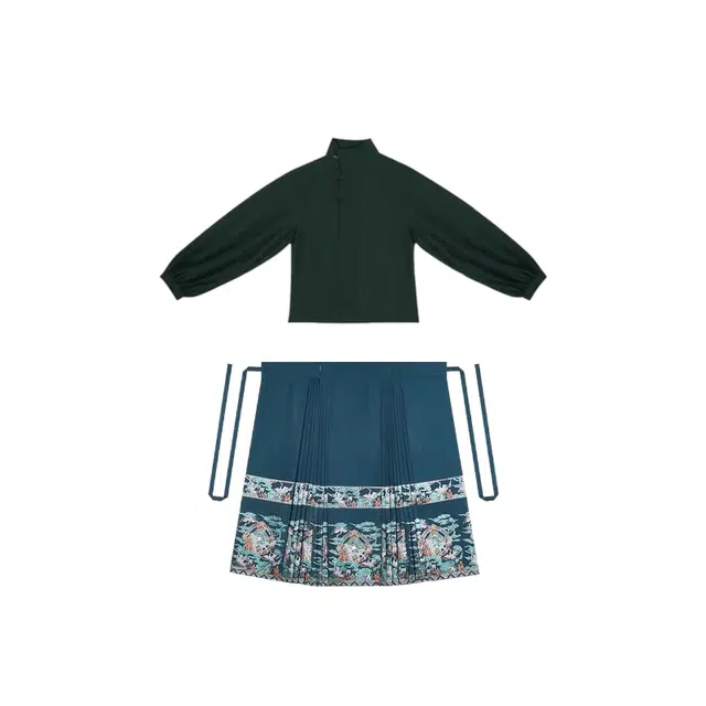 鹿鹤鸣织造司原创明制汉服新中式马面裙套装混搭汉元素半高领上衣