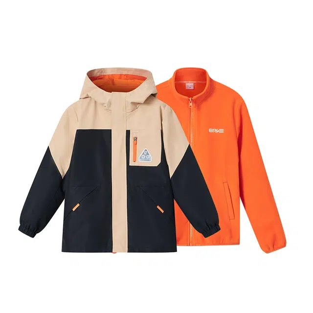 鸿星尔克儿童夹克 洋气百搭保暖时尚柔软 正黑 青少年