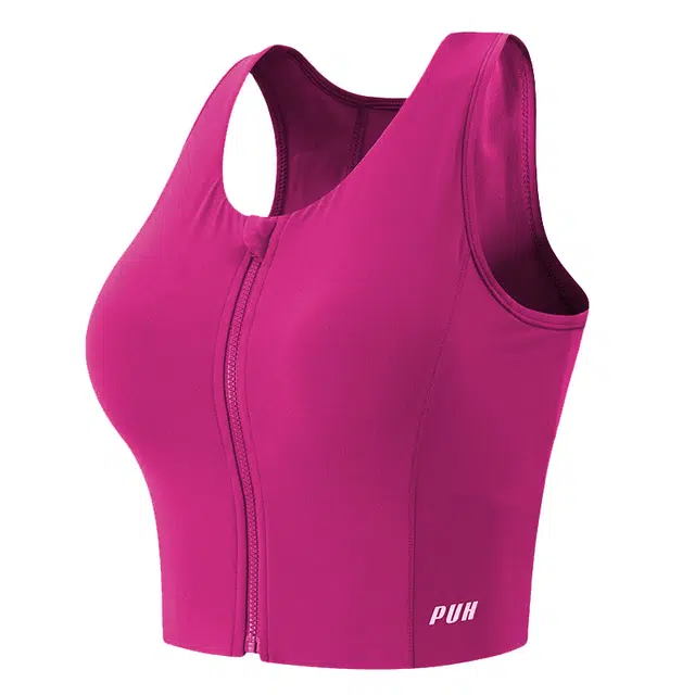 岚纹 纯色拉链一体式防震运动内衣 女款