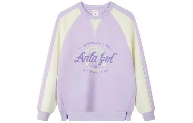 安踏儿童 字母针织百搭圆领套头卫衣 儿童款 季风紫