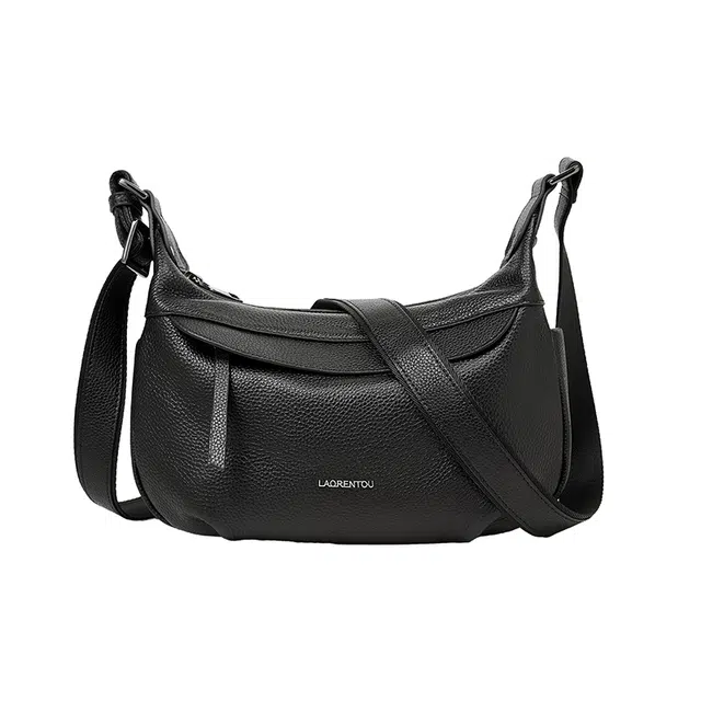 老人头 时尚高级质感潮流百搭简约 牛皮 单肩包 女款 黑色