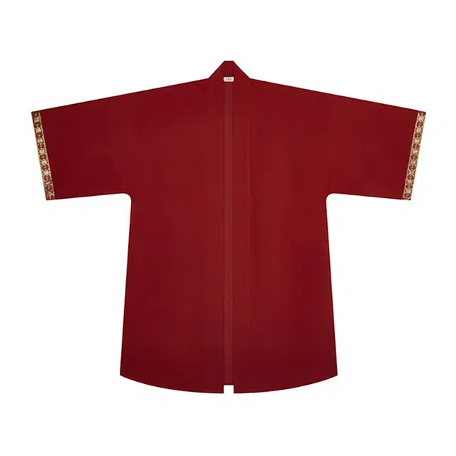 花焰织造司原创唐制汉服改良织金长褙子飞机袖国风吊带连衣裙破裙