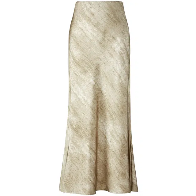 太平鸟 简约优雅鱼尾缎感休闲短裙 女款 黑麦褐