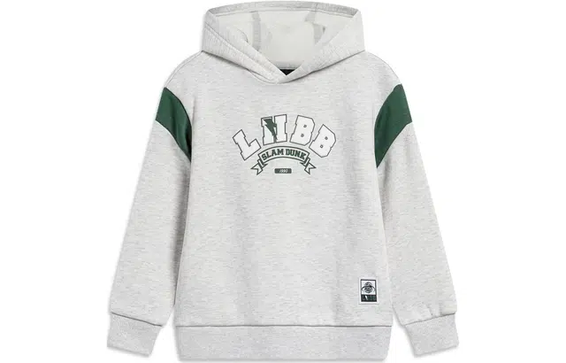 李宁儿童 童装 篮球系列 字母连帽套头抓绒卫衣 男童