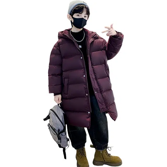 木木屋 纯色连帽洋气长袖羽绒服 青少年