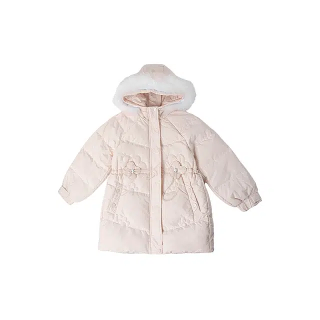 皇室童缘 连帽洋气简约羽绒服 粉色 青少年