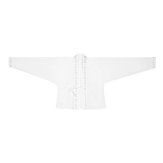 织造司 山河映画 宋制改良鹤袖短衫飞机袖水墨国风汉元素褶裙合围裙合身直筒长袖汉服 女款 黑色