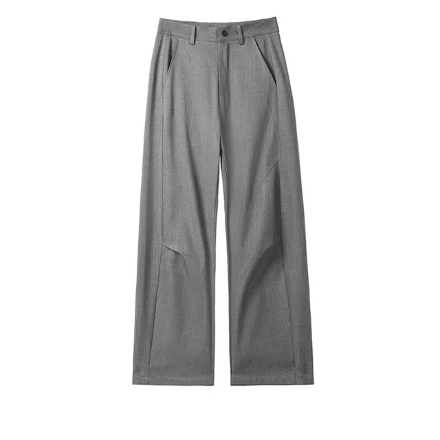 欧路得 美式阔腿弯刀西裤高级垂坠感褶皱裤子宽松百搭长裤休闲裤 男款