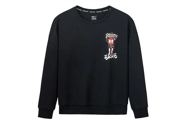 尔克儿童 童装 休闲舒适套头卫衣 男童 正黑