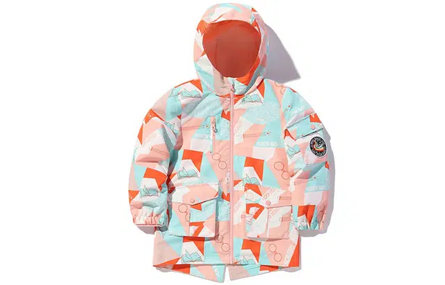 李宁儿童 非鞋 满印拼色三合一连帽冲锋衣 儿童款 粉色