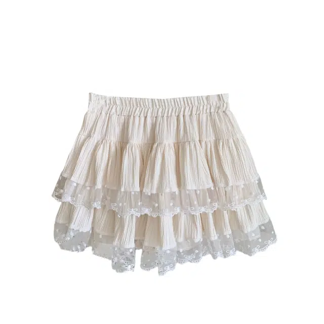 涂诗菲 学院甜美风蕾丝百搭休闲短裙 女款