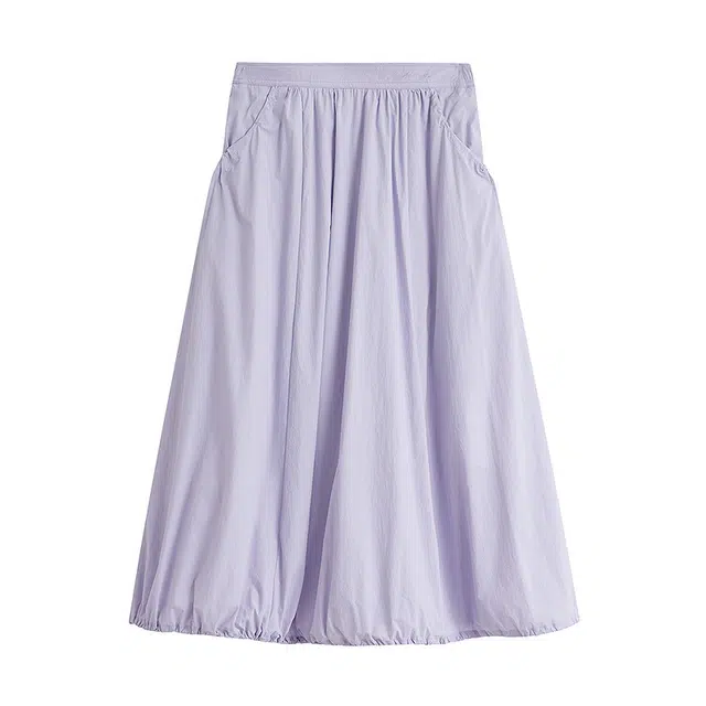 茵曼 户外防晒显瘦皱感蓬蓬休闲短裙 女款 香芋紫