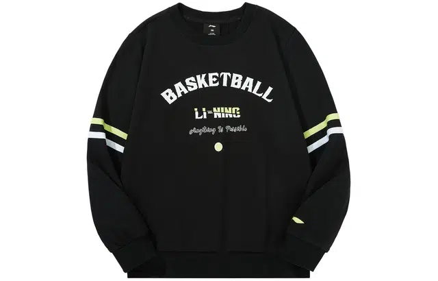 李宁儿童 篮球系列 字母印花圆领长袖卫衣 儿童款 黑色