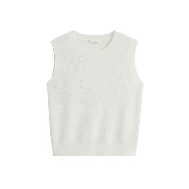 茵曼 法式镂空无袖圆领宽松背心针织衫 女款