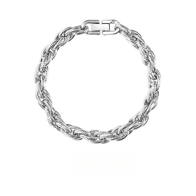 暖瞳 街头朋克环环相扣压花莫比乌独特设计冷淡风党高街嘻哈 钛钢 手链 男款