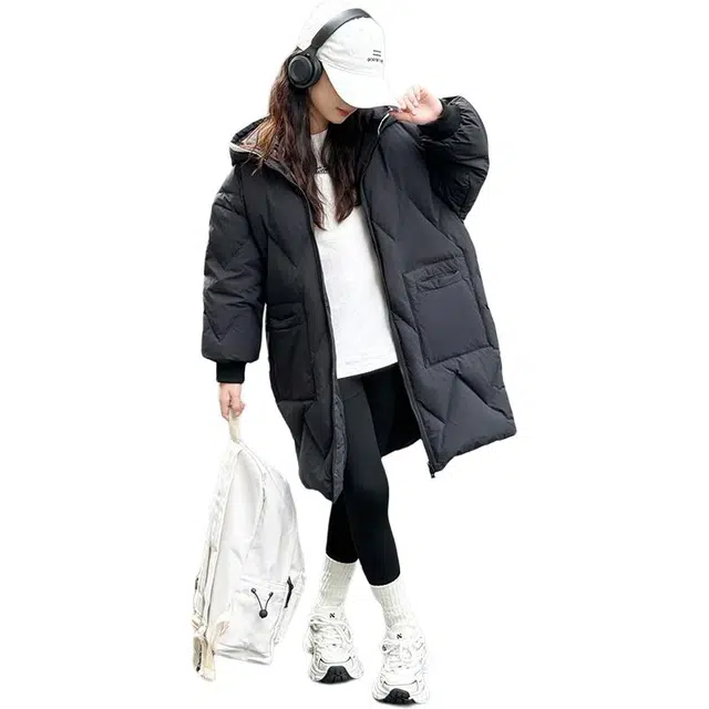 木木屋 连帽洋气休闲纯色长袖羽绒服 青少年