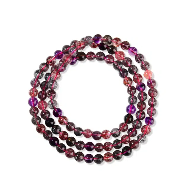 祥燕 高端藏品级高净体黑加仑三轮骨干黑金超七多圈叠戴气质高级优雅手饰显白旺桃花天然 多色水晶 手串 男女同款情侣款