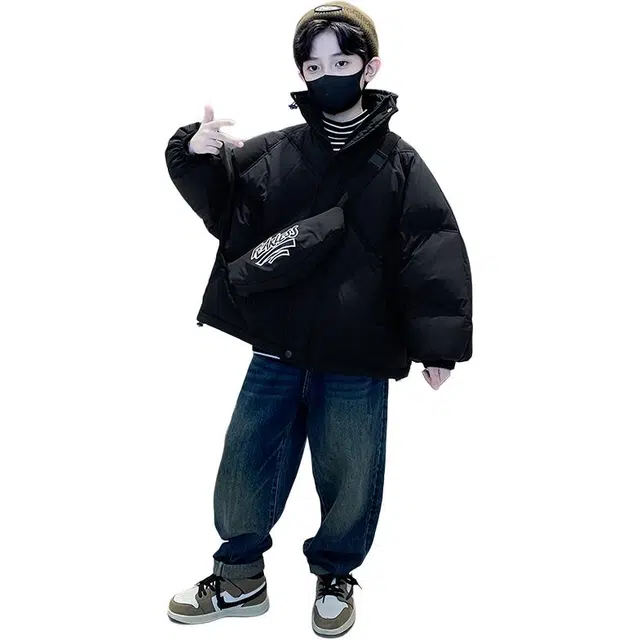 木木屋 时尚洋气立领插肩纯色长袖羽绒服 青少年
