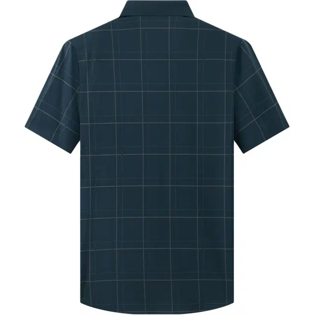 爱登堡 探索主题桑蚕丝条纹大格子轻奢商务休闲通勤夏日正装翻领短袖衬衫 男款