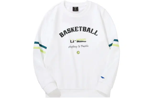 李宁儿童 篮球系列 字母印花圆领长袖卫衣 白色儿童款