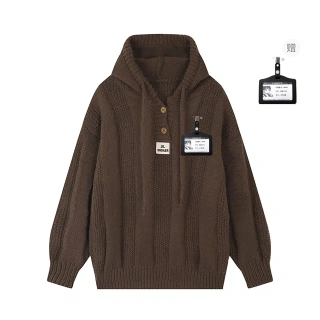 冰淇淋与鲸 美式学院风纯色连帽宽松慵懒长袖上衣半高领保暖修身简约内搭内搭千鸟格半身裙百褶休闲短裙裙装套装 女款