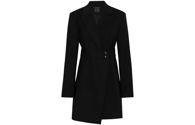 美洋 纯色西装领直筒制服裙装 黑色