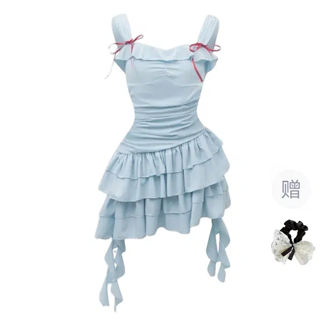 涂诗菲 韩系海边度假不规则露背甜辣妹收腰显瘦别致小众吊带连衣裙 女款